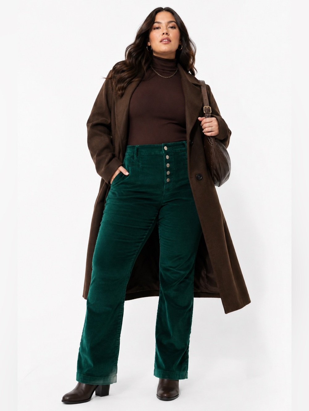Torrid Emerald Green Corduroy High Rise Button Fly Bootcut Pants 18 Short